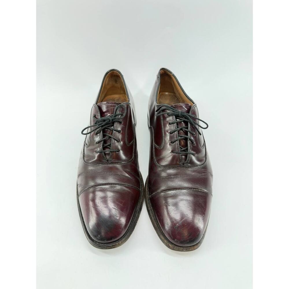 Men’s Burgundy Leather Cap Toe Oxford Dress Shoes Size 6 Made in Italy - Picture 2 of 11